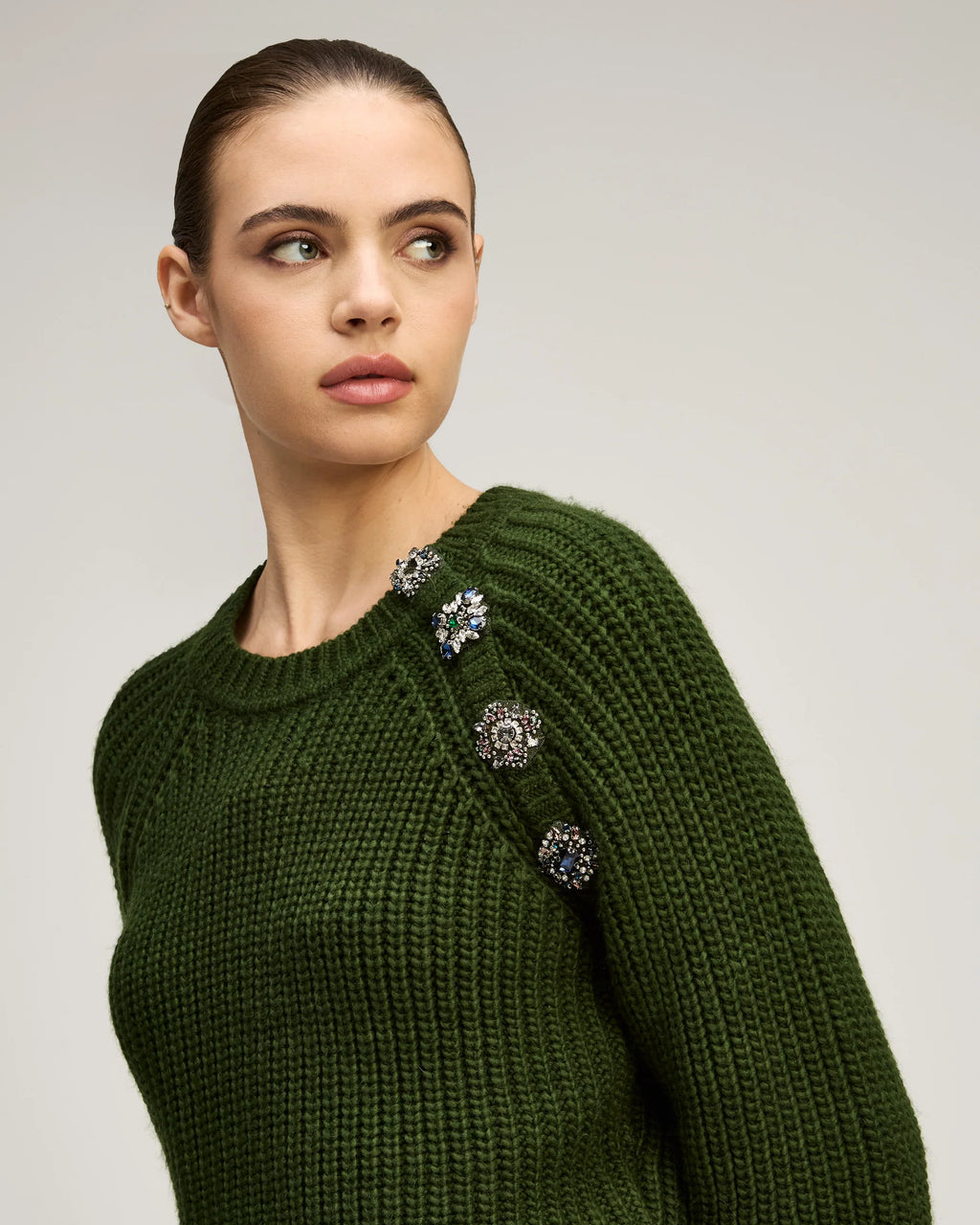 CQS-ZK8177H4133Z GREEN KEREN EMBELISHED TOP