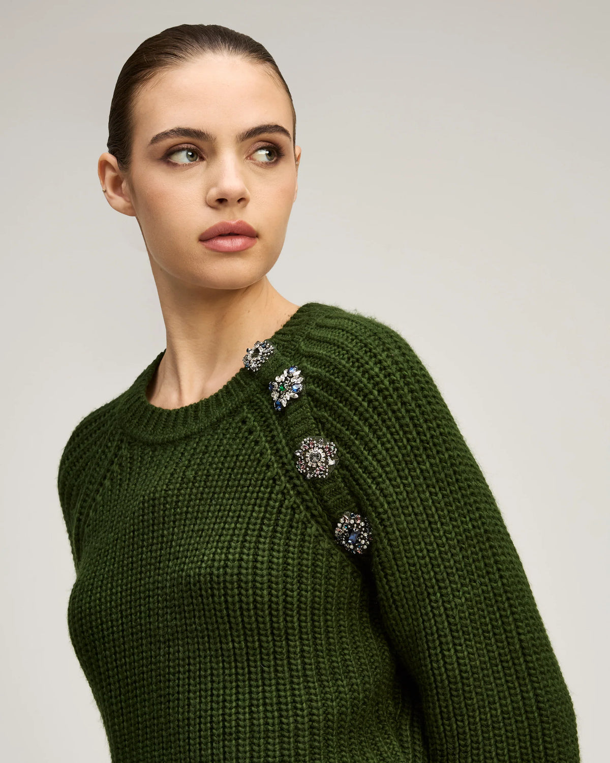 CQS-ZK8177H4133Z GREEN KEREN EMBELISHED TOP