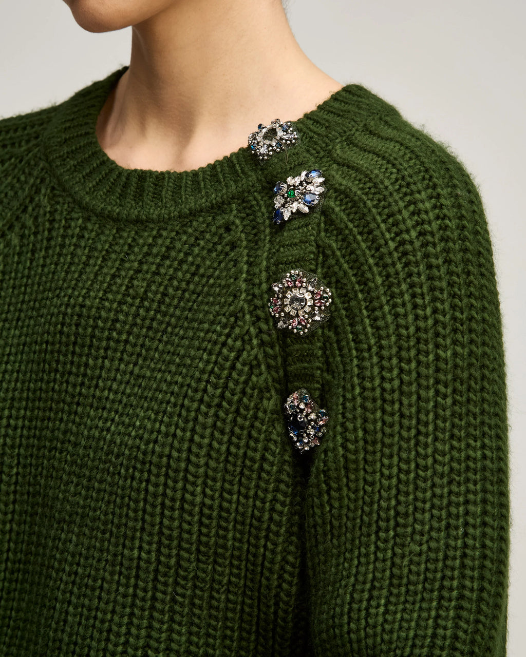 CQS-ZK8177H4133Z GREEN KEREN EMBELISHED TOP