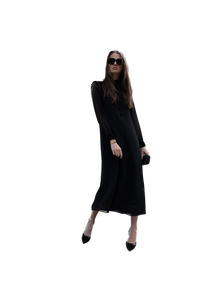 NOI-3343 BLACK CHIFFON&VELVET DRESS