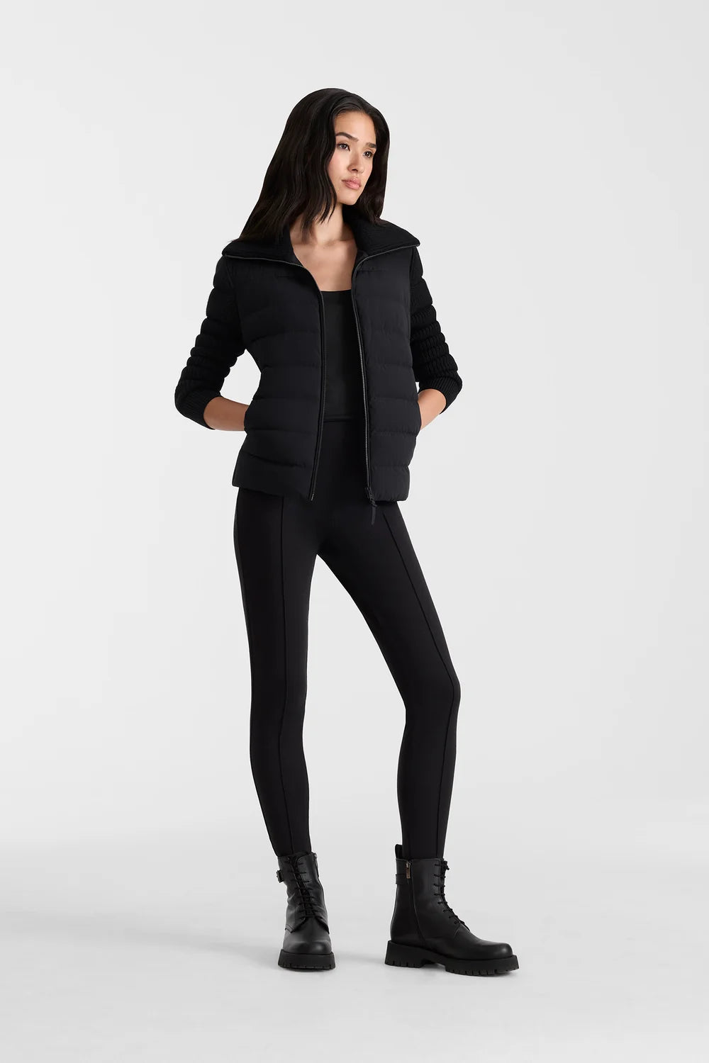 MKG-FEE-LWD BLACK KNIT COMBO JACKET
