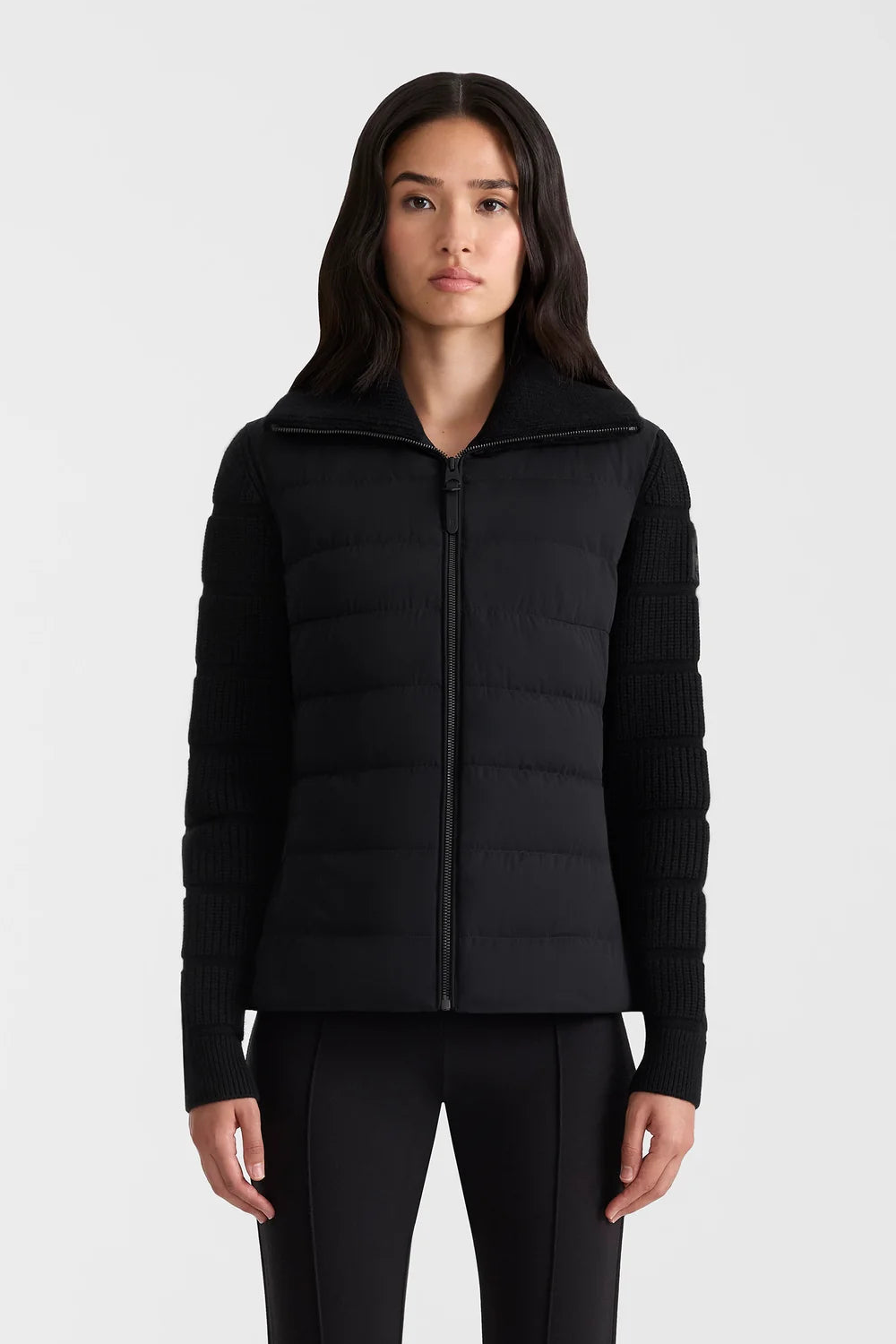 MKG-FEE-LWD BLACK KNIT COMBO JACKET