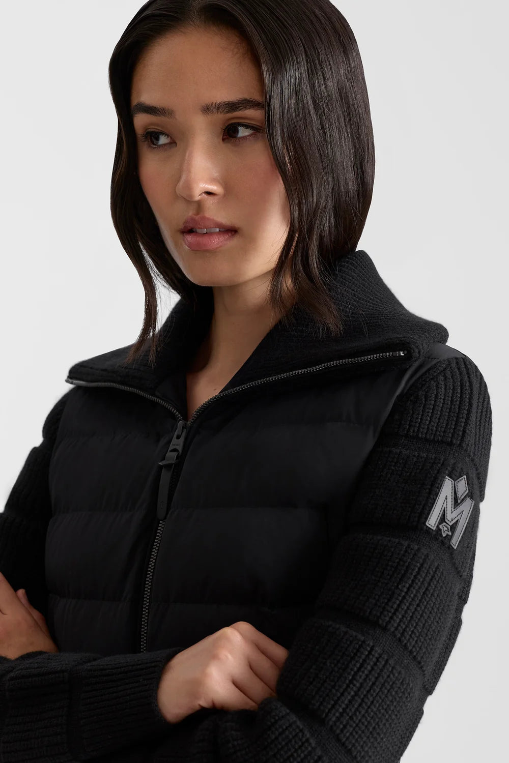 MKG-FEE-LWD BLACK KNIT COMBO JACKET