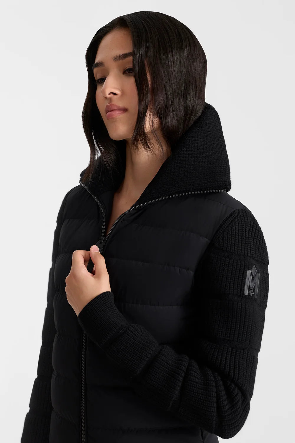 MKG-FEE-LWD BLACK KNIT COMBO JACKET