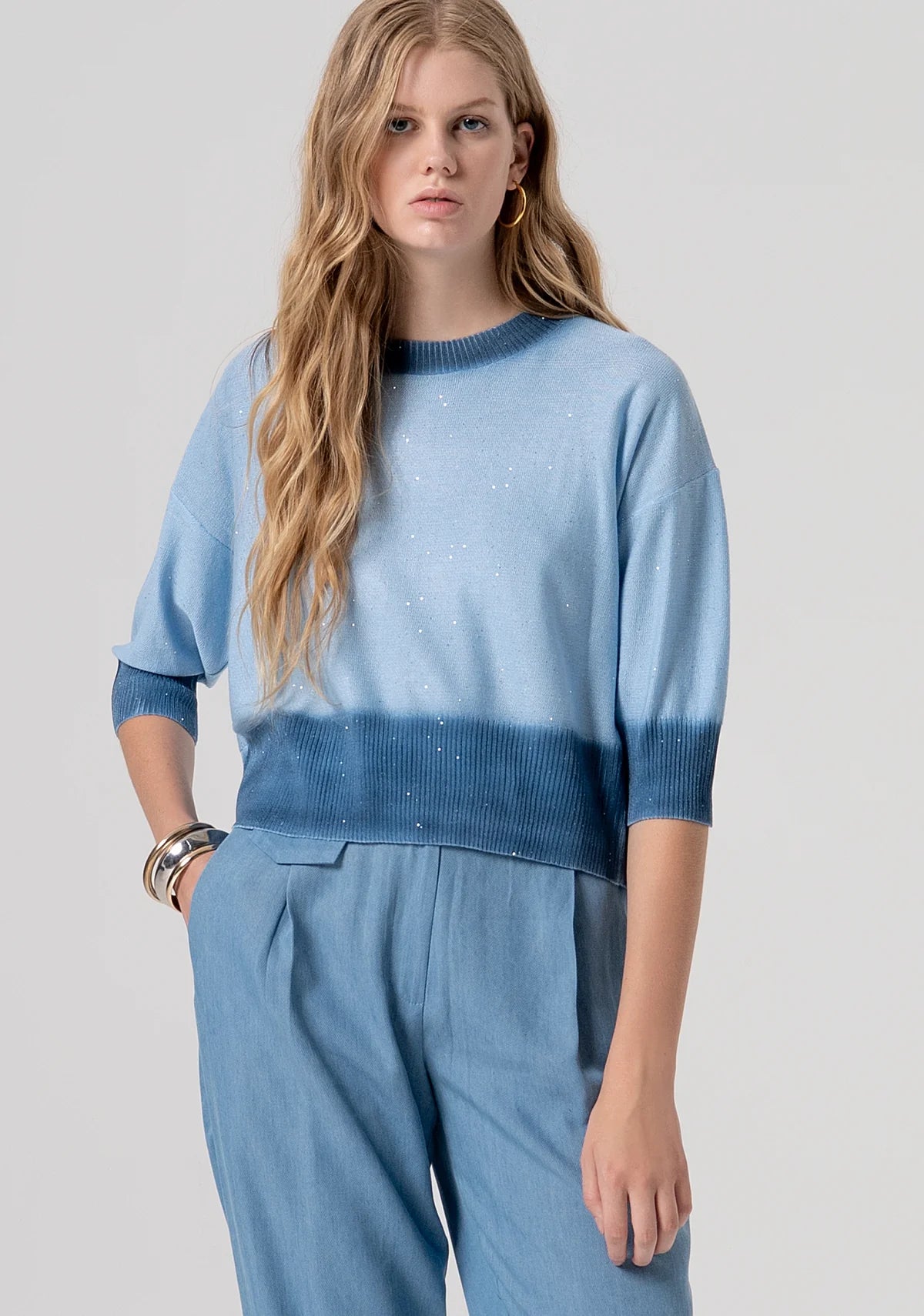 FCM-FJ26ST7005K4 BLUE TIE DYE TOP