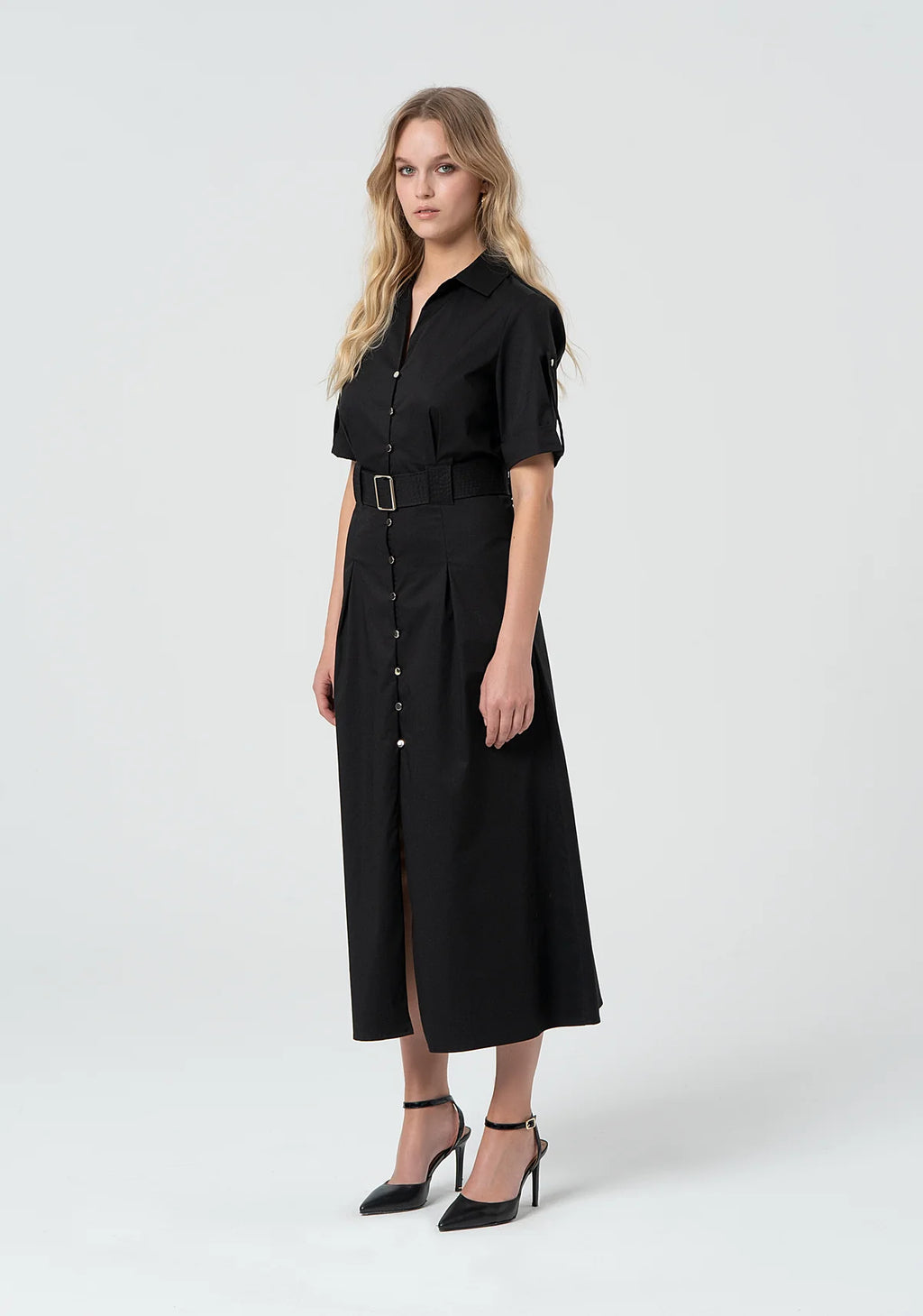 FCM-FR25SD3006W5 BLACK BUTTON DOWN DRESS