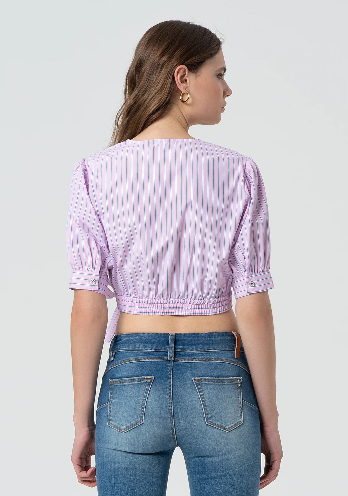 FCM-FR25ST1006W6 STRIPED ROSE WRAP BLOUSE
