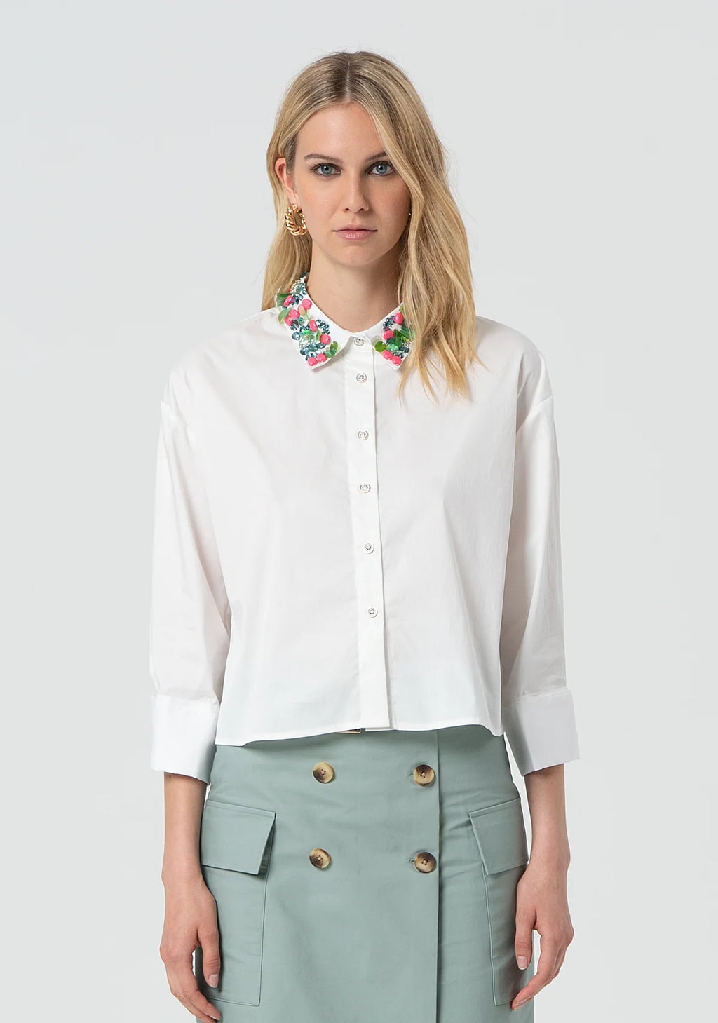 FCM-FR25ST6010W5 WHITE&COLORED DIAMOND SHIRT