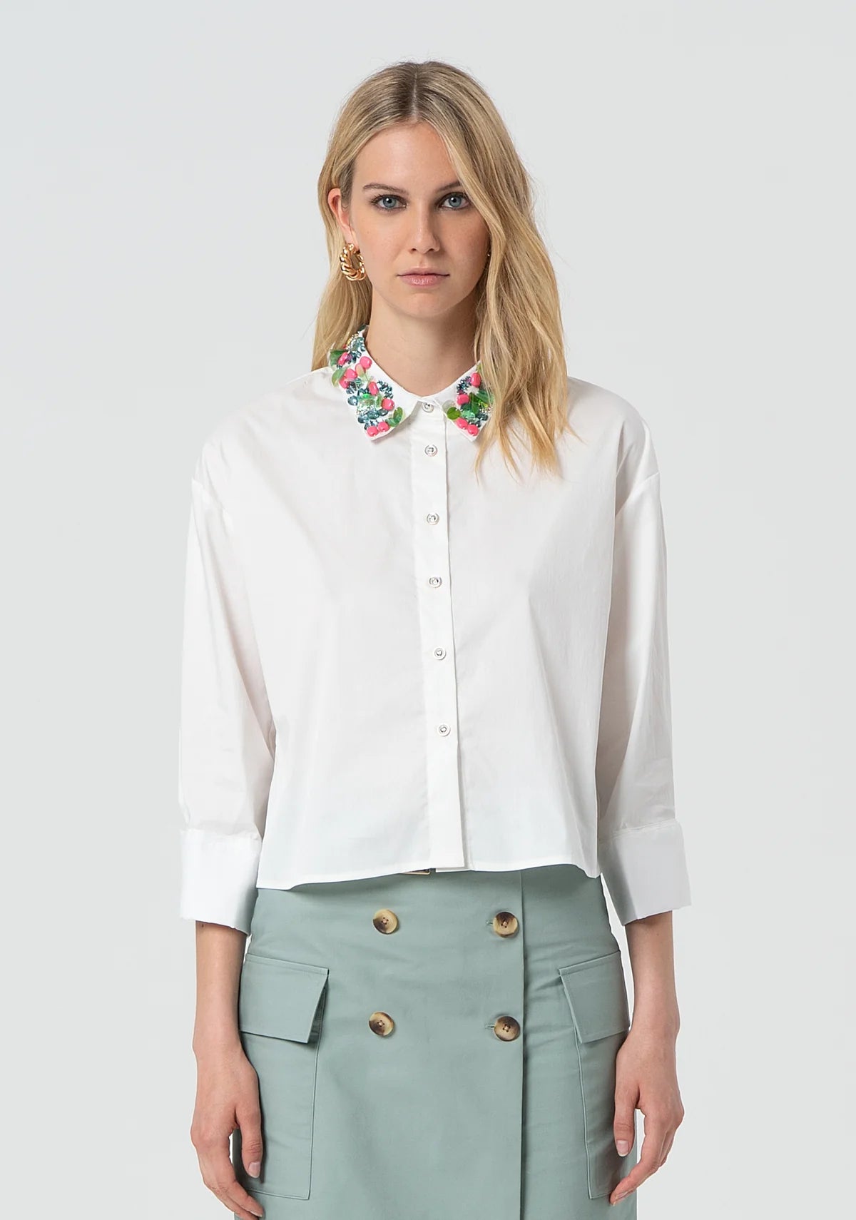 FCM-FR25ST6010W5 WHITE&COLORED DIAMOND SHIRT
