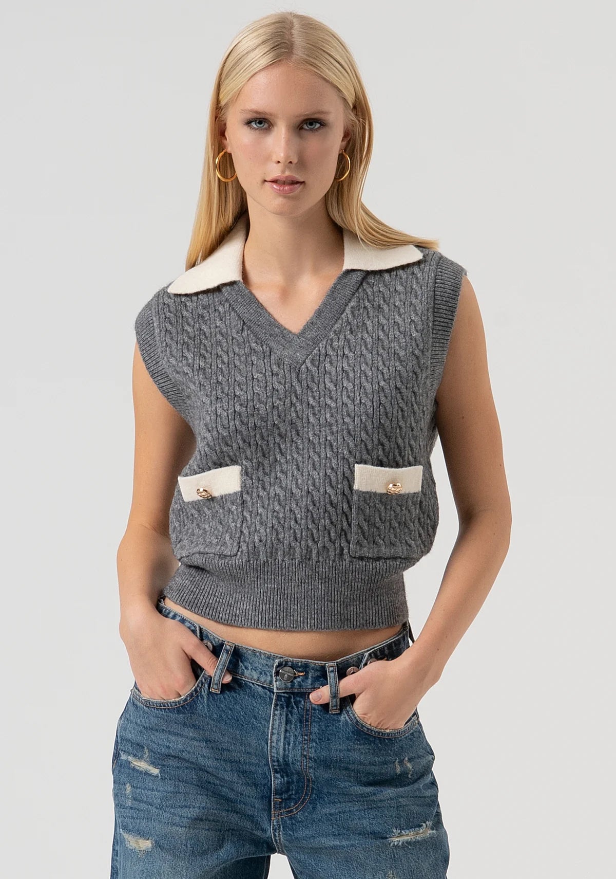 FCM-FR25WJ5011K5 GREY&IVORY VEST