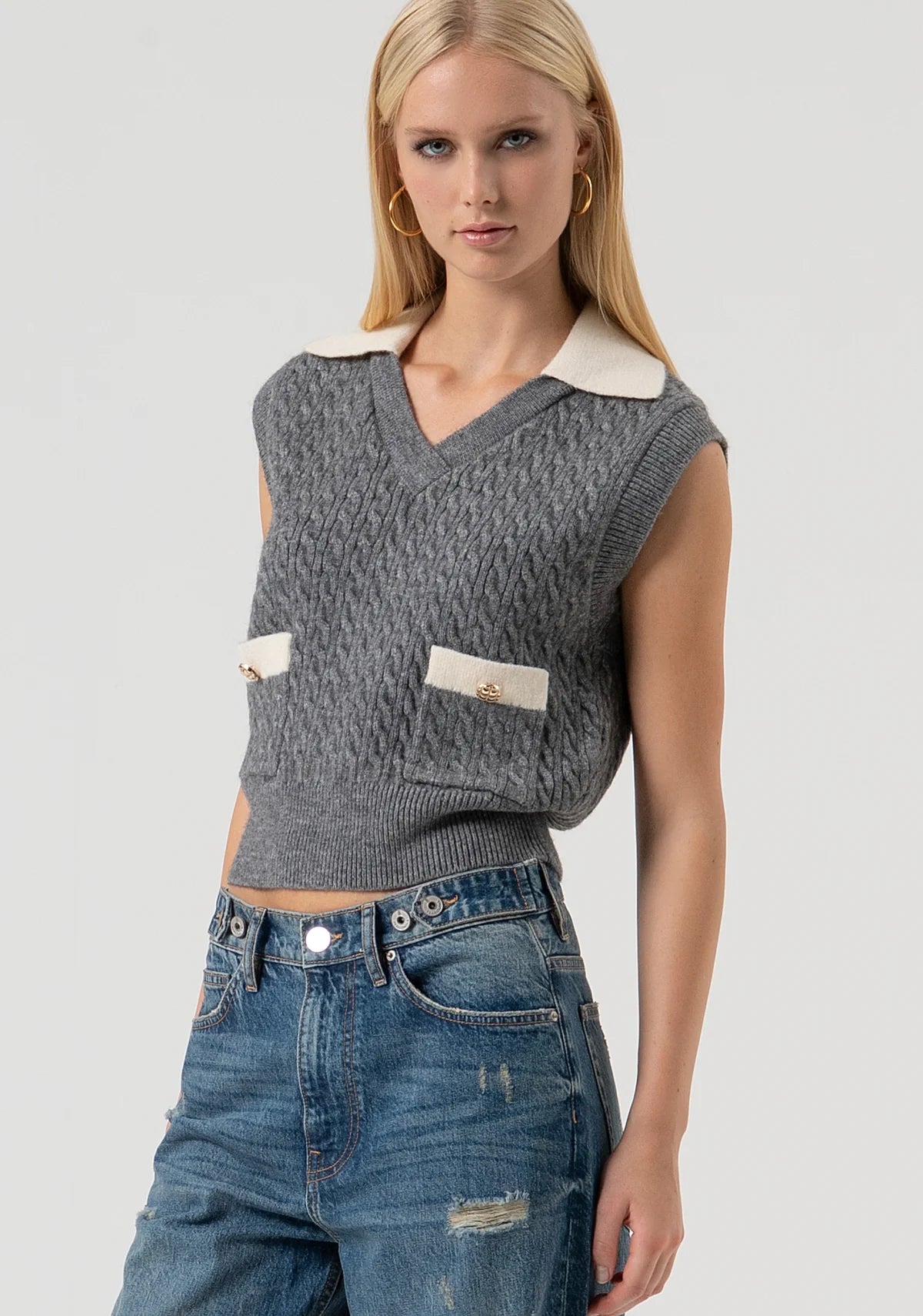 FCM-FR25WJ5011K5 GREY&IVORY VEST