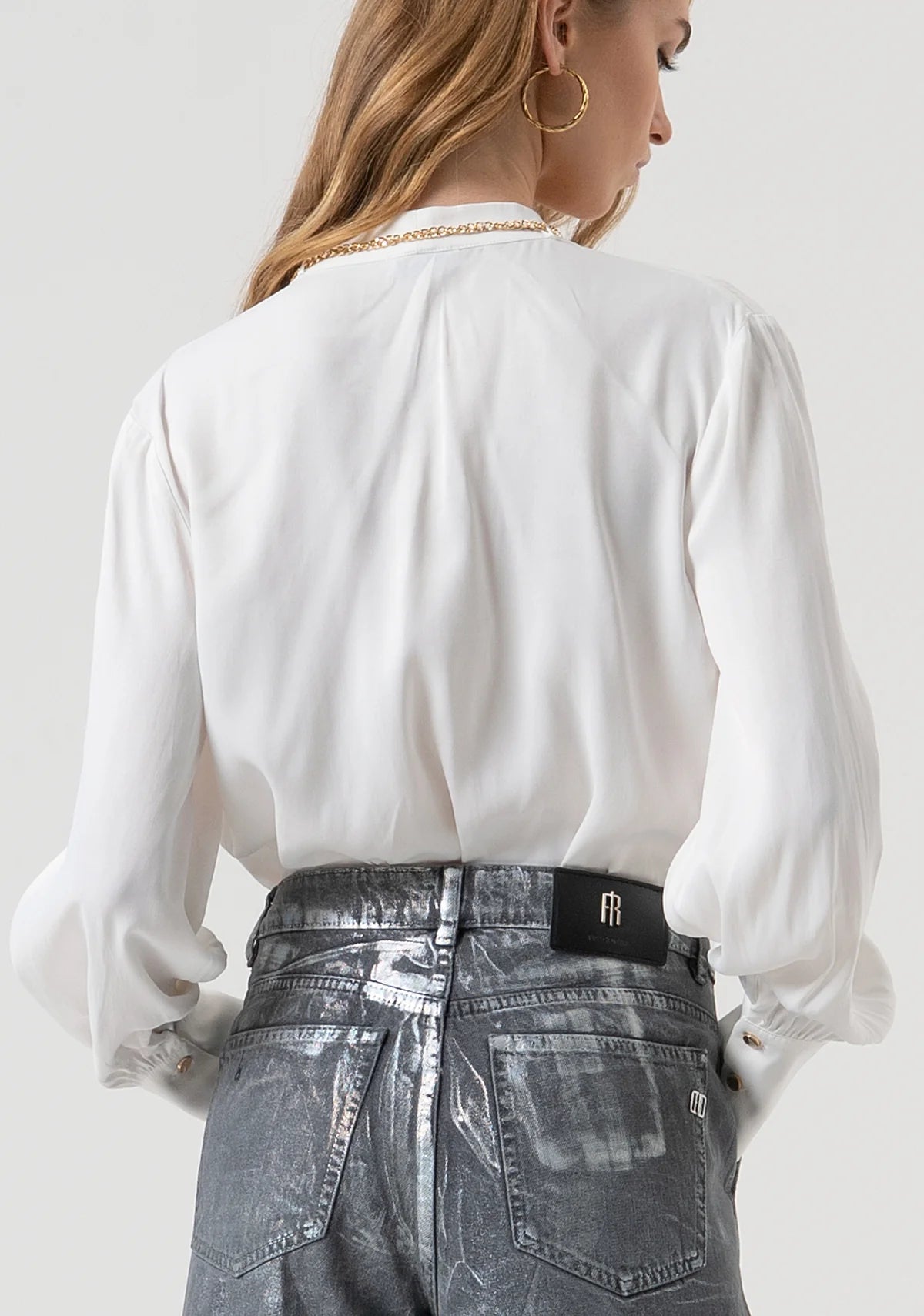 FCM-FR25WT5004W4 BLACK CROSSOVER BLOUSE