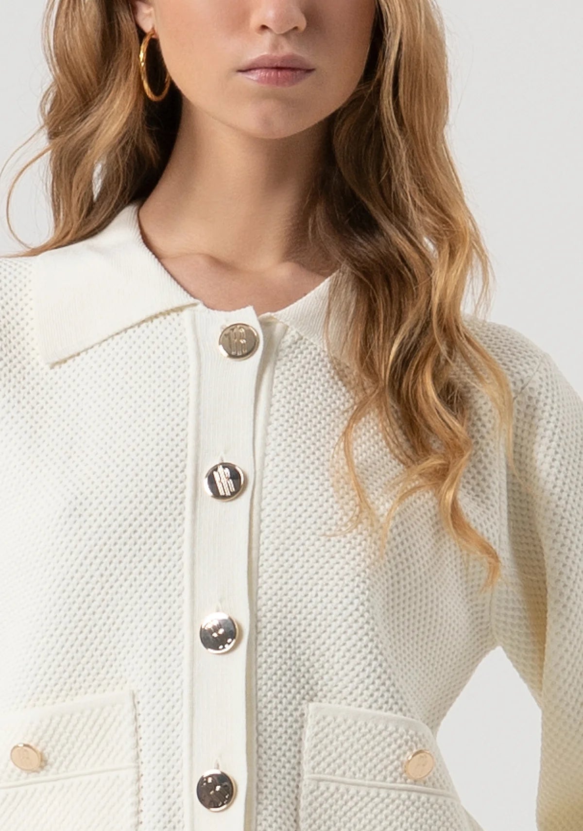 FCM-FR25WT8017K5 CREAM KNIT CARDIGAN