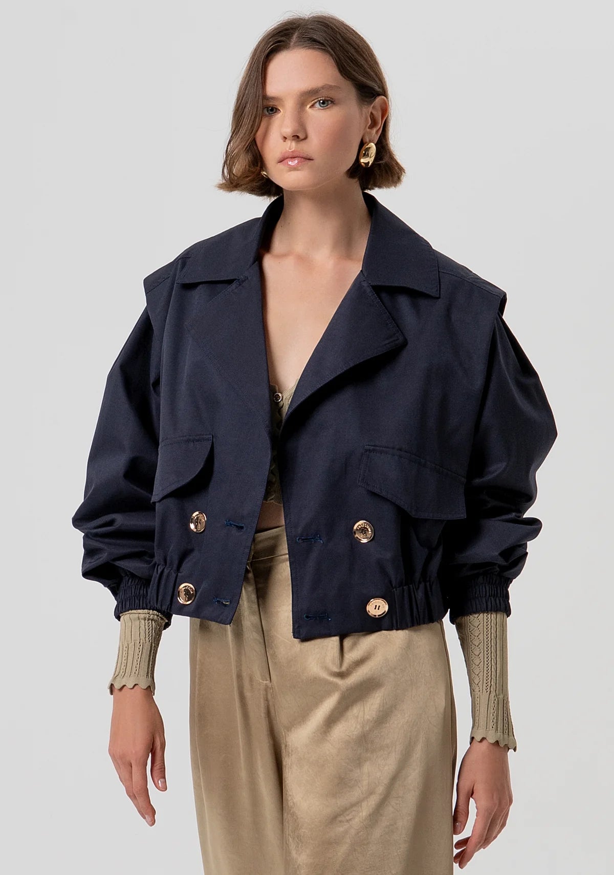 FCM-FR26SJ1003W4 NAVY DOUBLE BREASTED JACKET