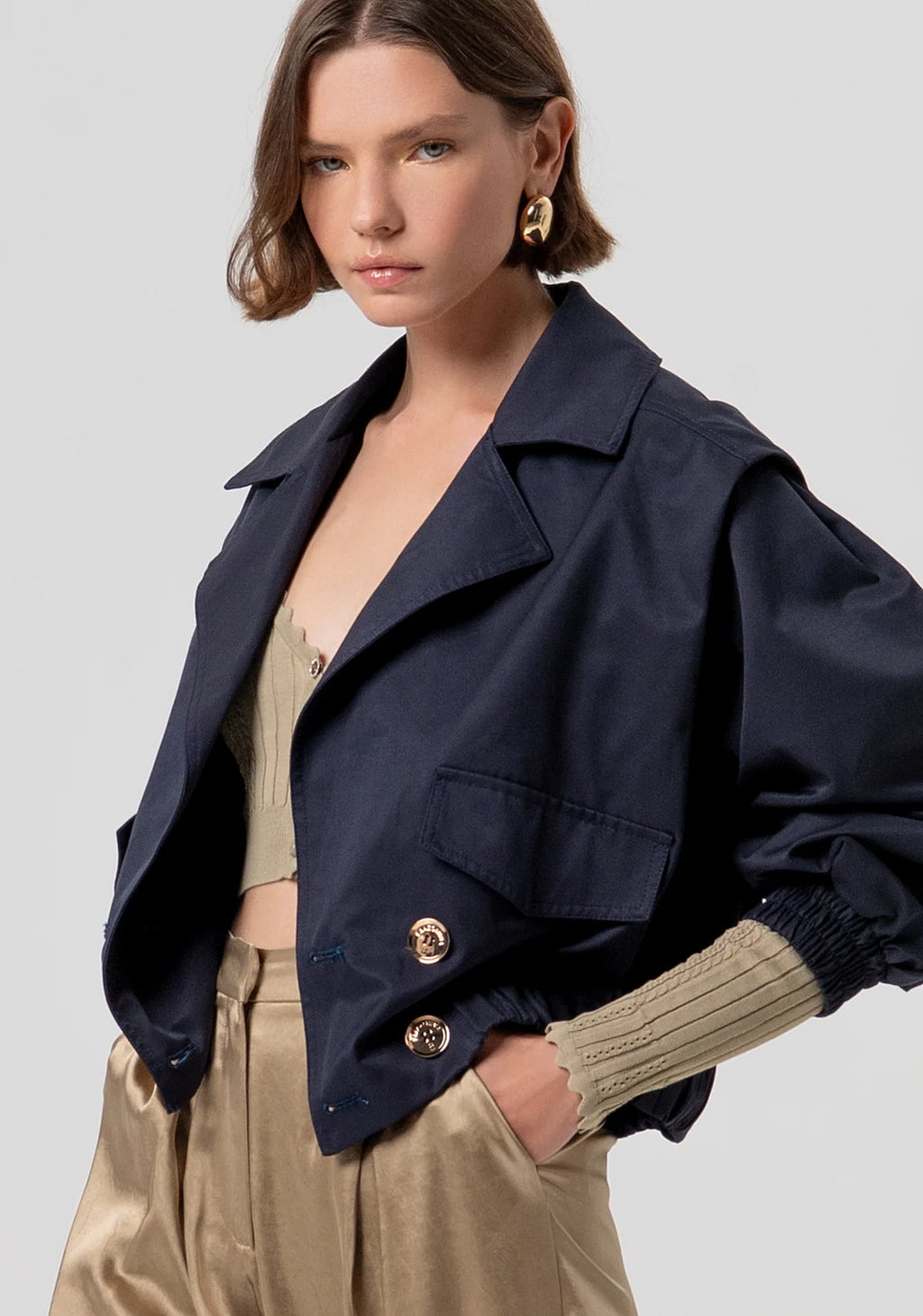 FCM-FR26SJ1003W4 NAVY DOUBLE BREASTED JACKET