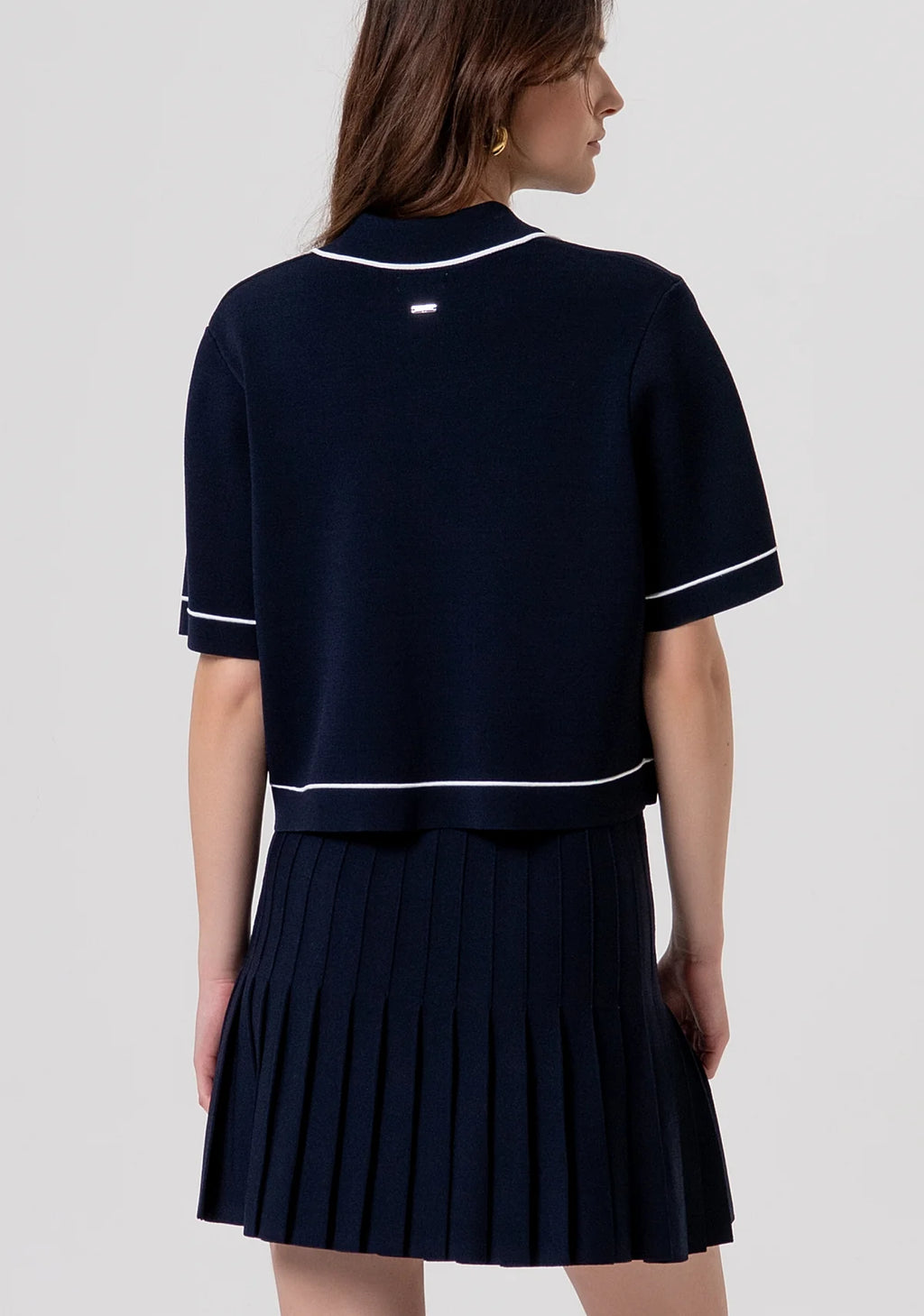 FCM-FR26ST7016K4 NAVY CROPPED POLO TOP