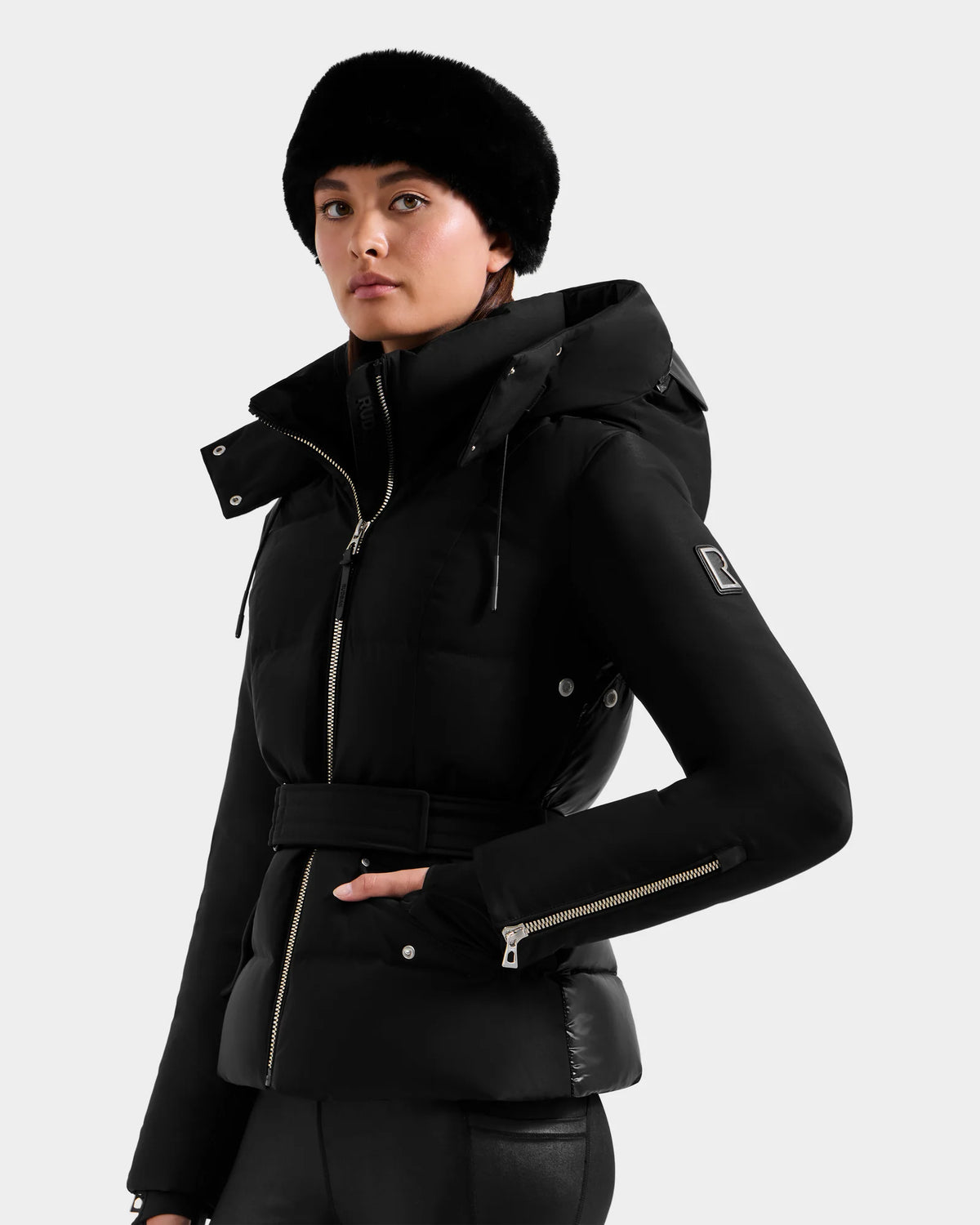 RUD-8125587 ADELINE H BLACK BELTED PUFFER JACKET X