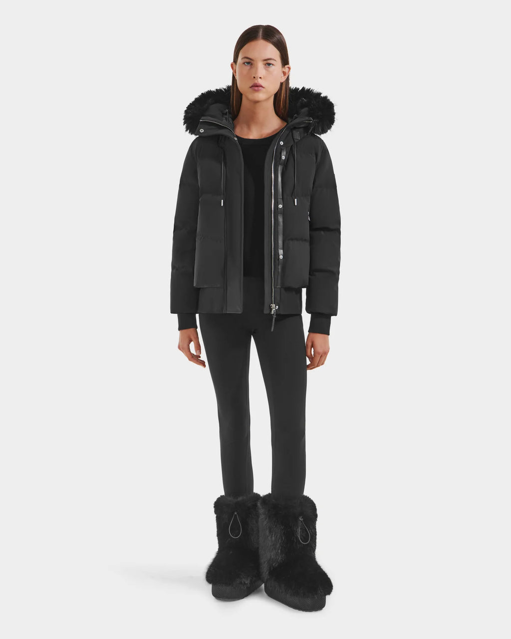 RUD-8125579 CIEYNA BLACK FUR HOOD JACKET