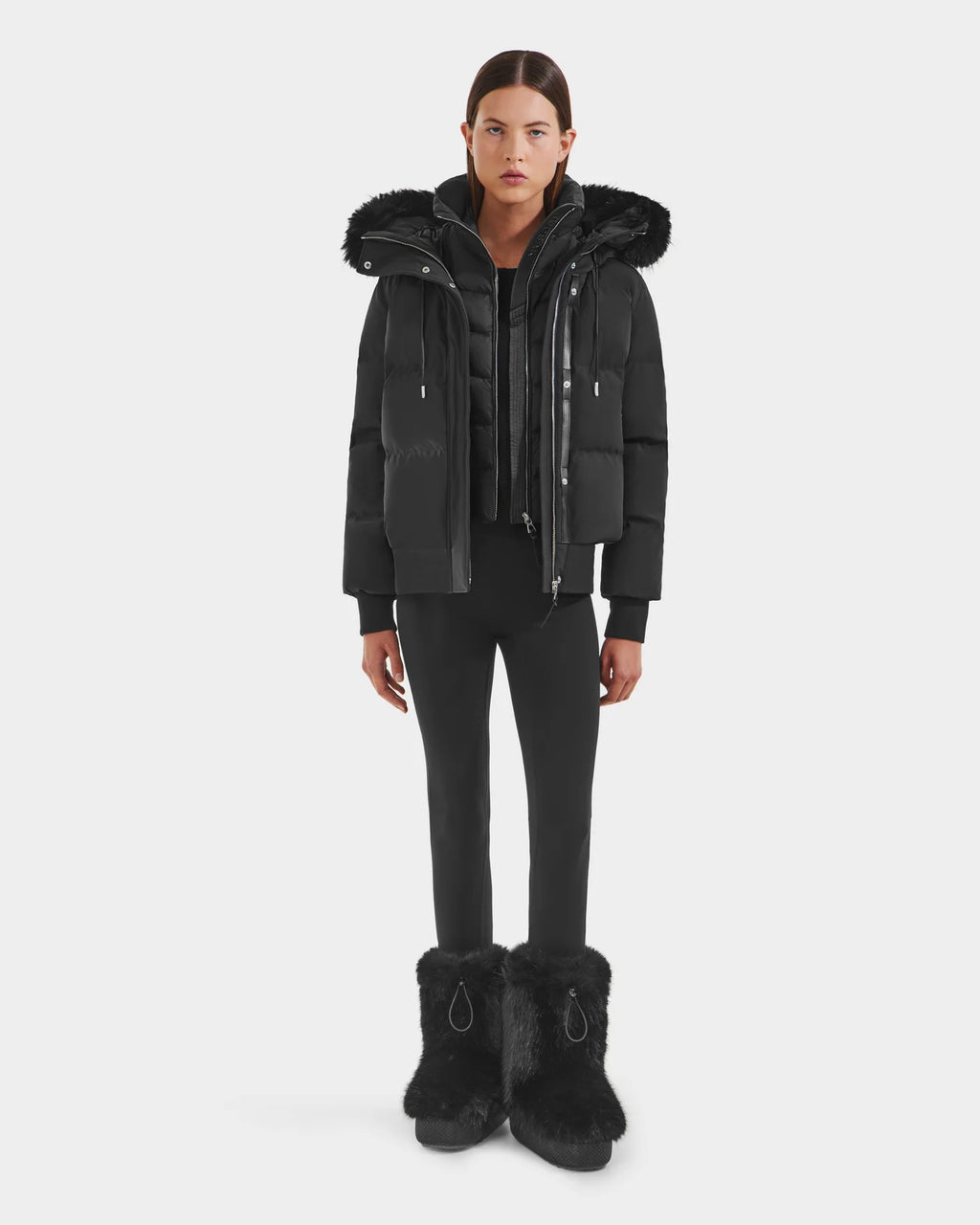 RUD-8125579 CIEYNA BLACK FUR HOOD JACKET