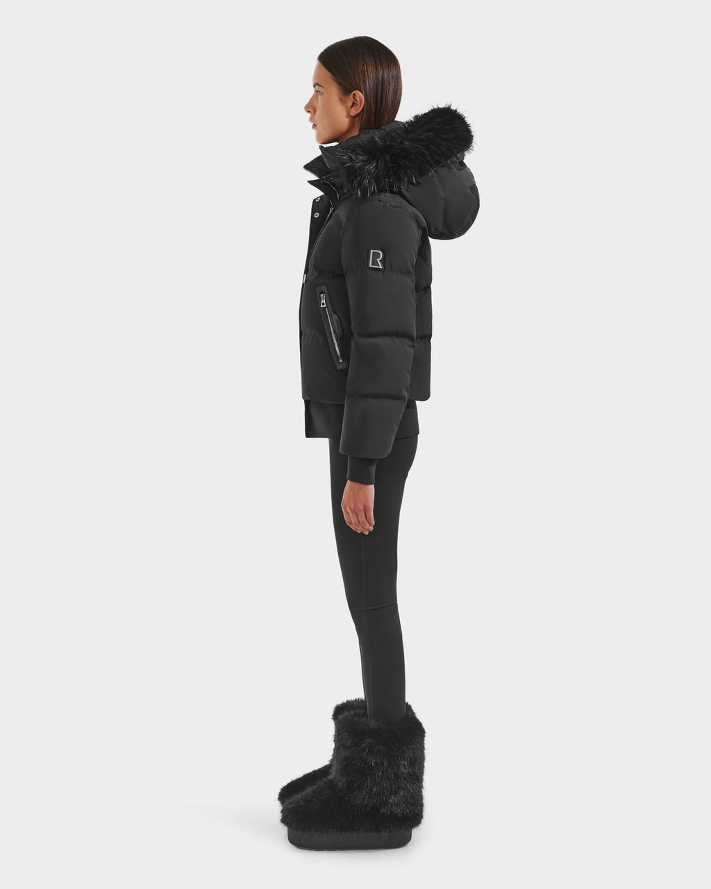 RUD-8125579 CIEYNA BLACK FUR HOOD JACKET