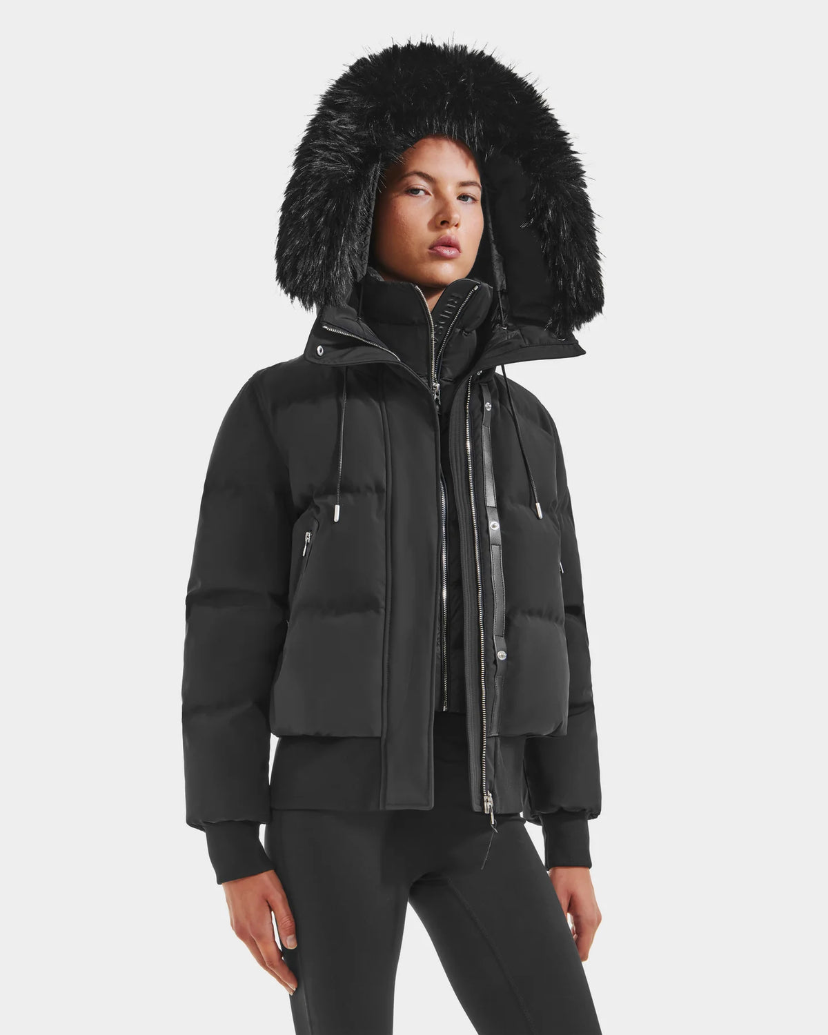 RUD-8125579 CIEYNA BLACK FUR HOOD JACKET