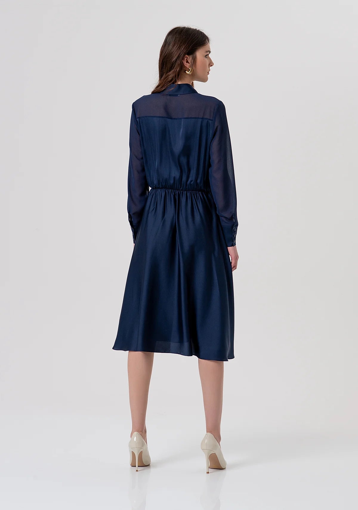 FCM-FY26D2025W4 NAVY CHIFON&ATIN DRESS