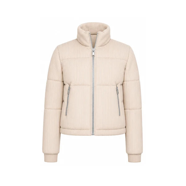 ARB-1426 BEIGE RIB LEATHER JACKET