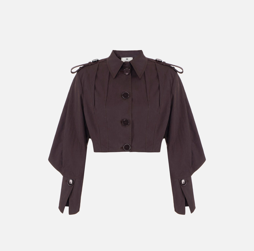 ELS-GB00362 BLACK BUTTON CROP JACKET