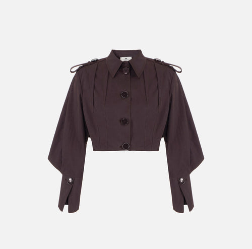 ELS-GB00362 BLACK BUTTON CROP JACKET