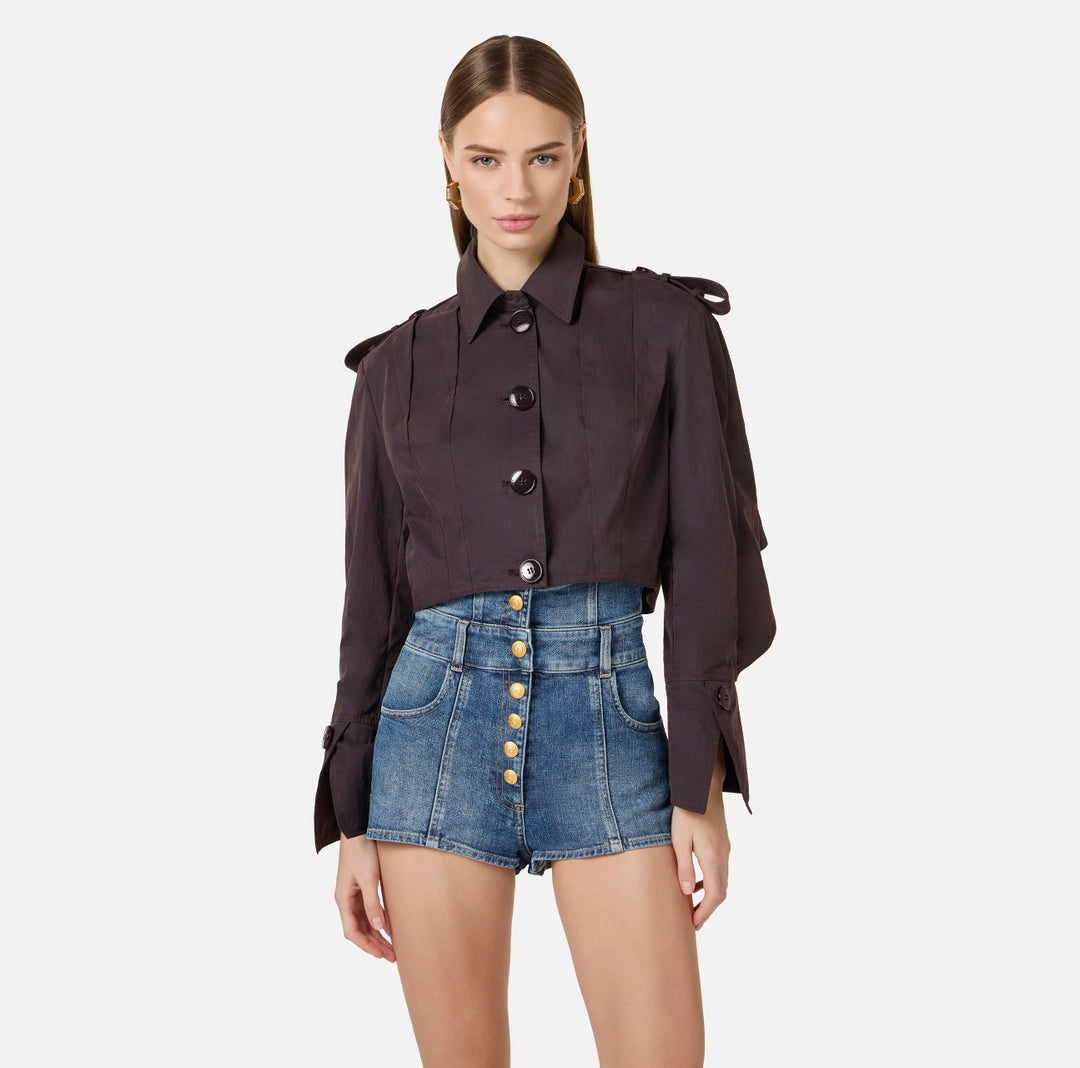 ELS-GB00362 BLACK BUTTON CROP JACKET