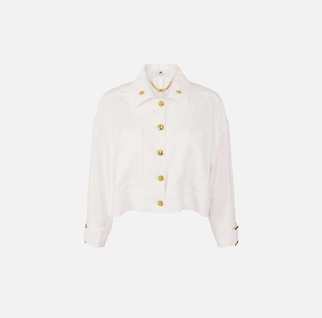 ELS-GB00561 IVORY LOGO POCKETS JACKET