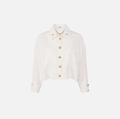 ELS-GB00561 IVORY LOGO POCKETS JACKET