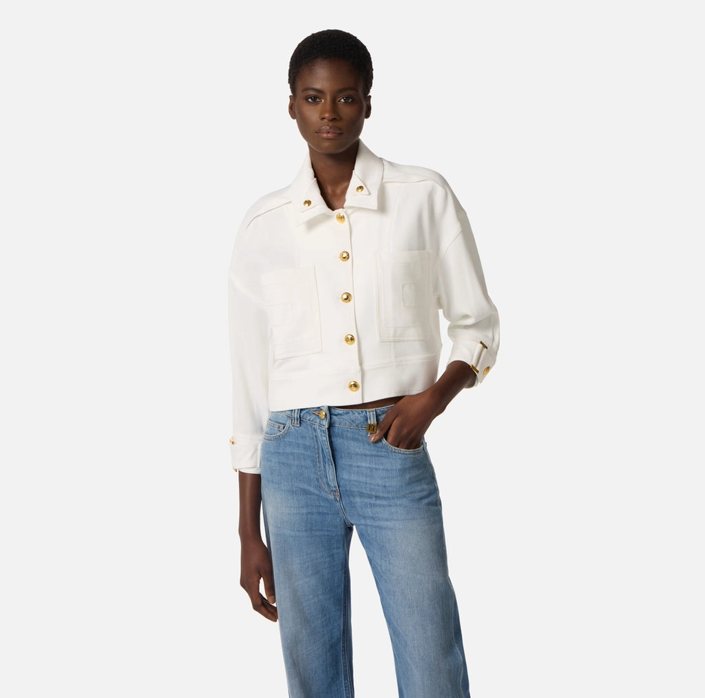 ELS-GB00561 IVORY LOGO POCKETS JACKET