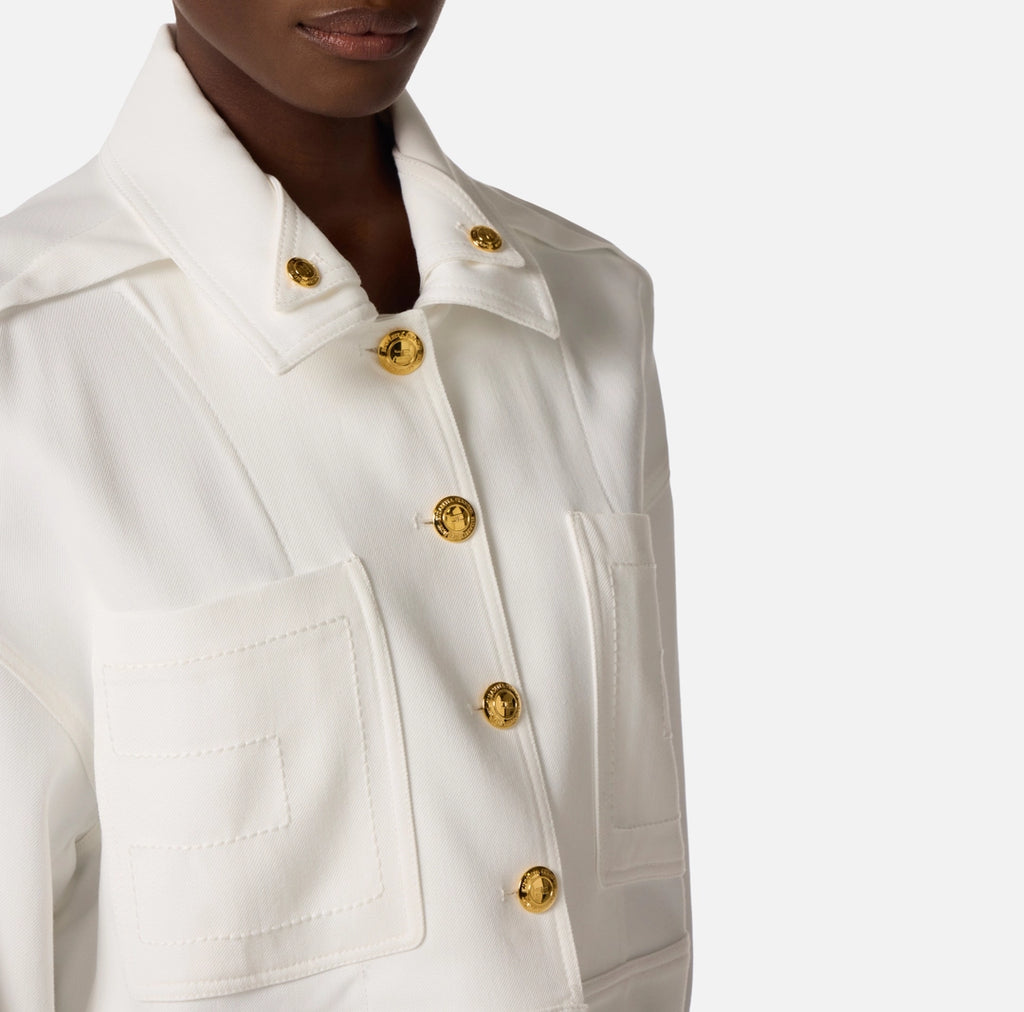 ELS-GB00561 IVORY LOGO POCKETS JACKET