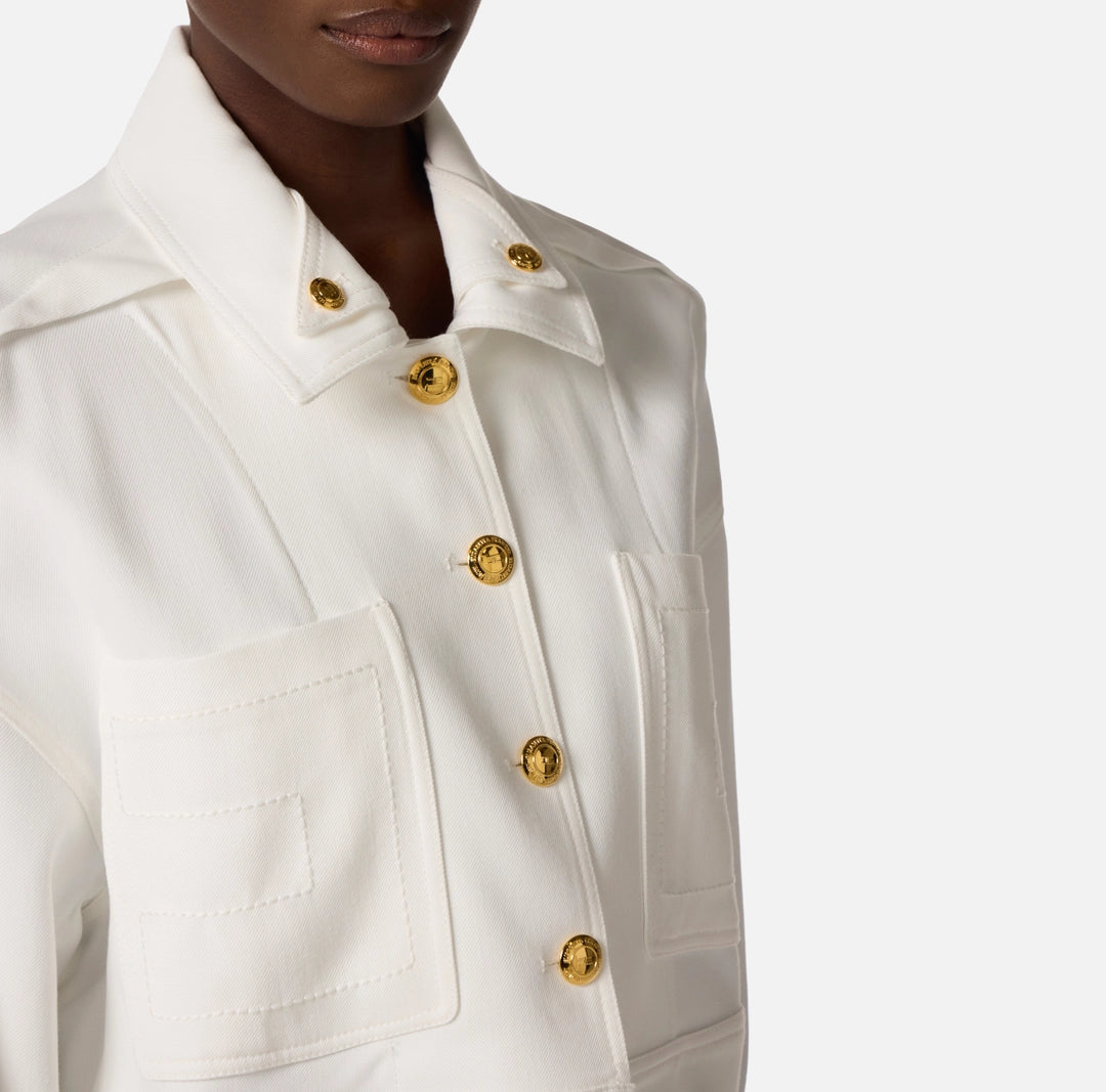 ELS-GB00561 IVORY LOGO POCKETS JACKET