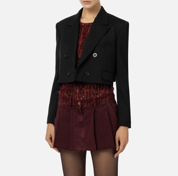 ELS-GI09746 BLACK CROP BLAZER