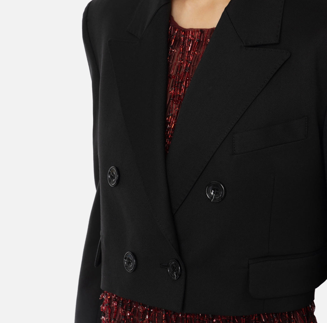 ELS-GI09746 BLACK CROP BLAZER