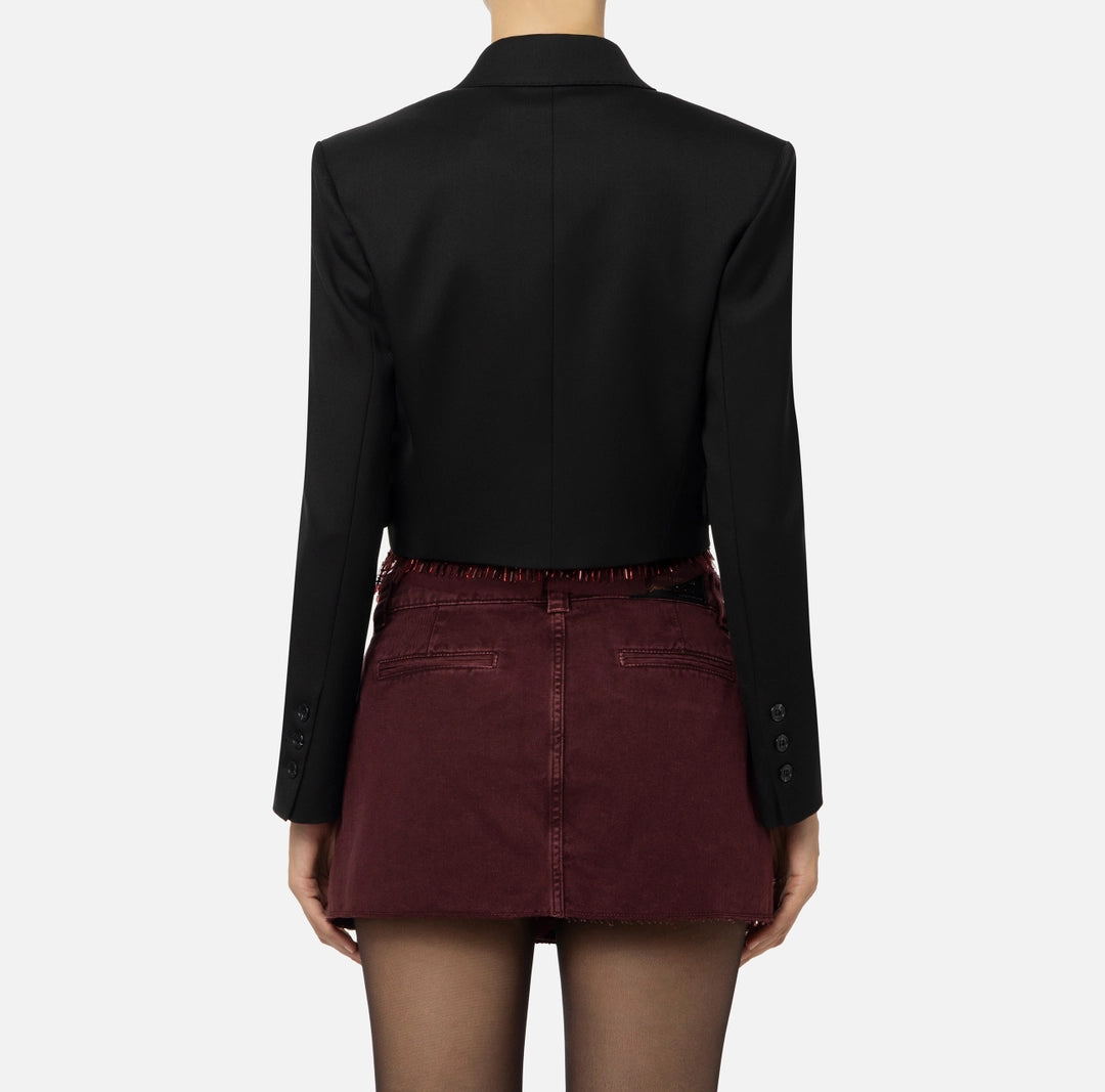 ELS-GI09746 BLACK CROP BLAZER