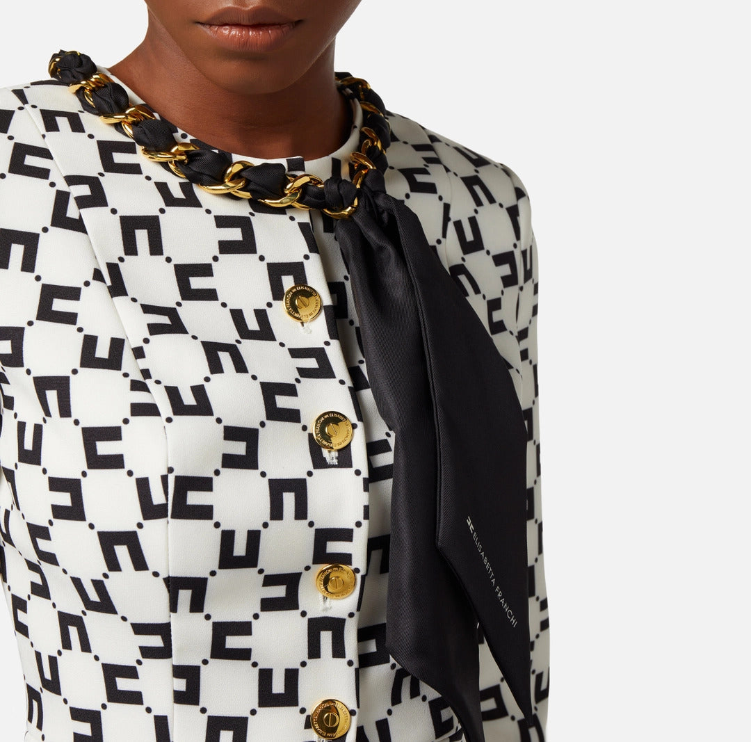 ELS-GIS7041E2 BLK&BEIGE CHAIN BLAZER