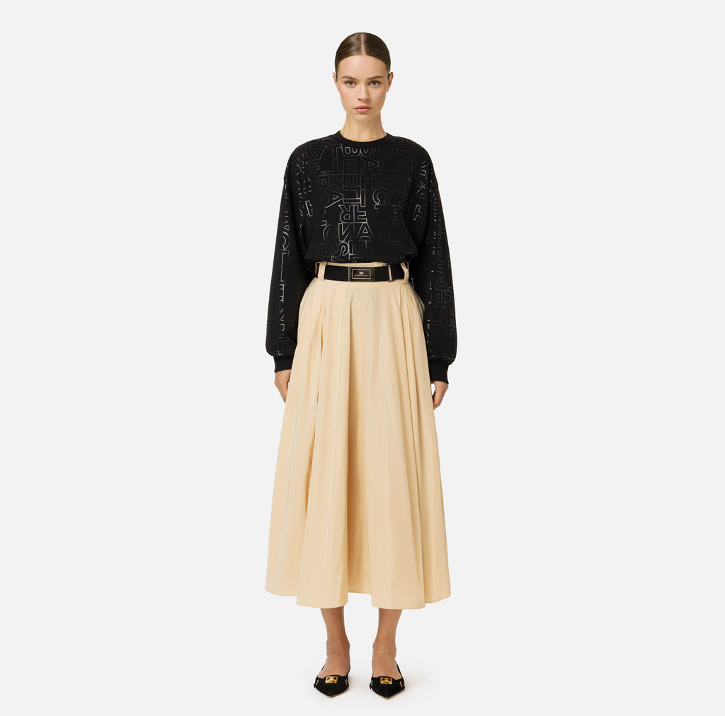 ELS-GO04546 CREAM TAFFETTA SKIRT