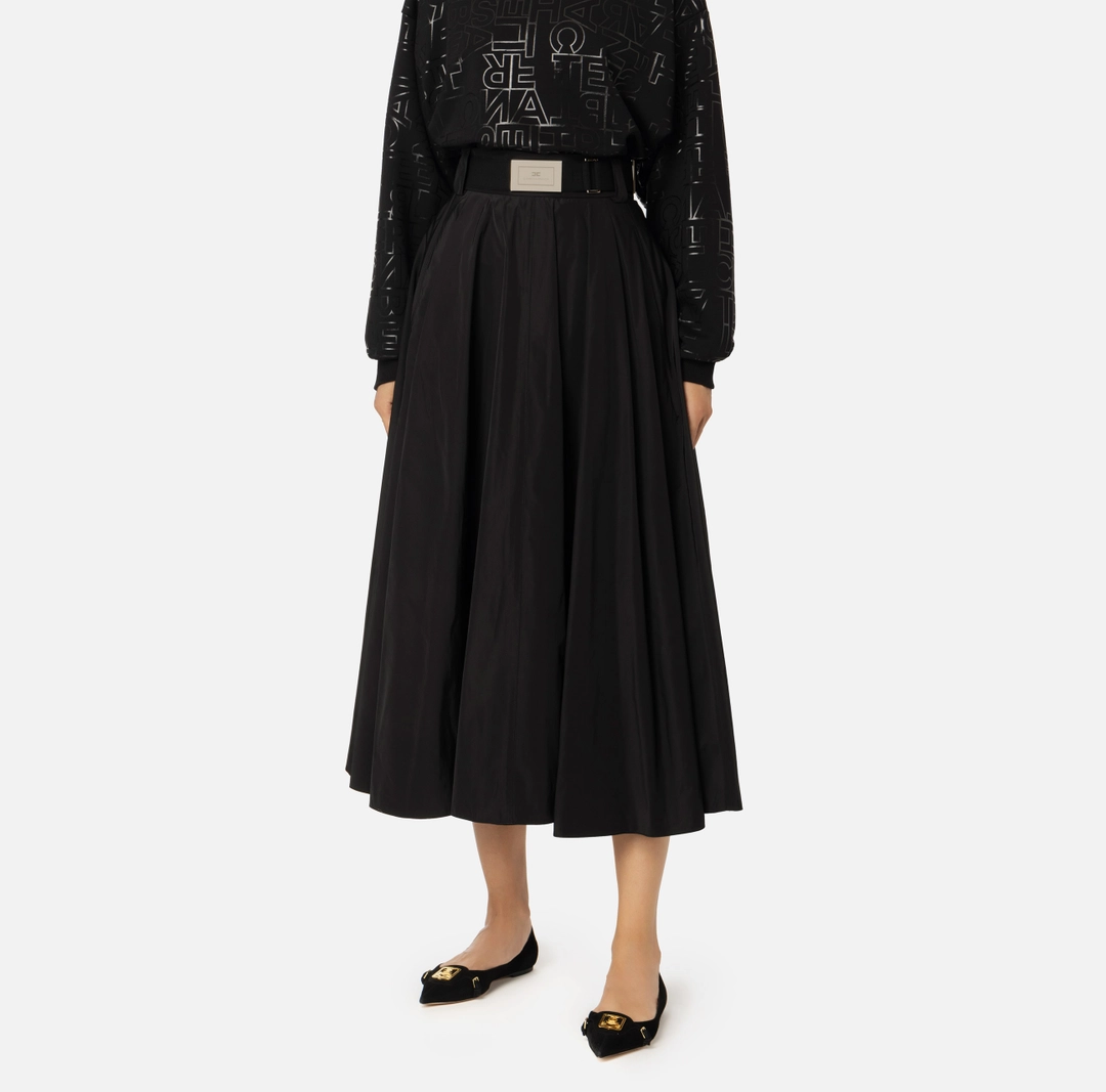 ELS-GO04546 BLACK TAFFETTA SKIRT