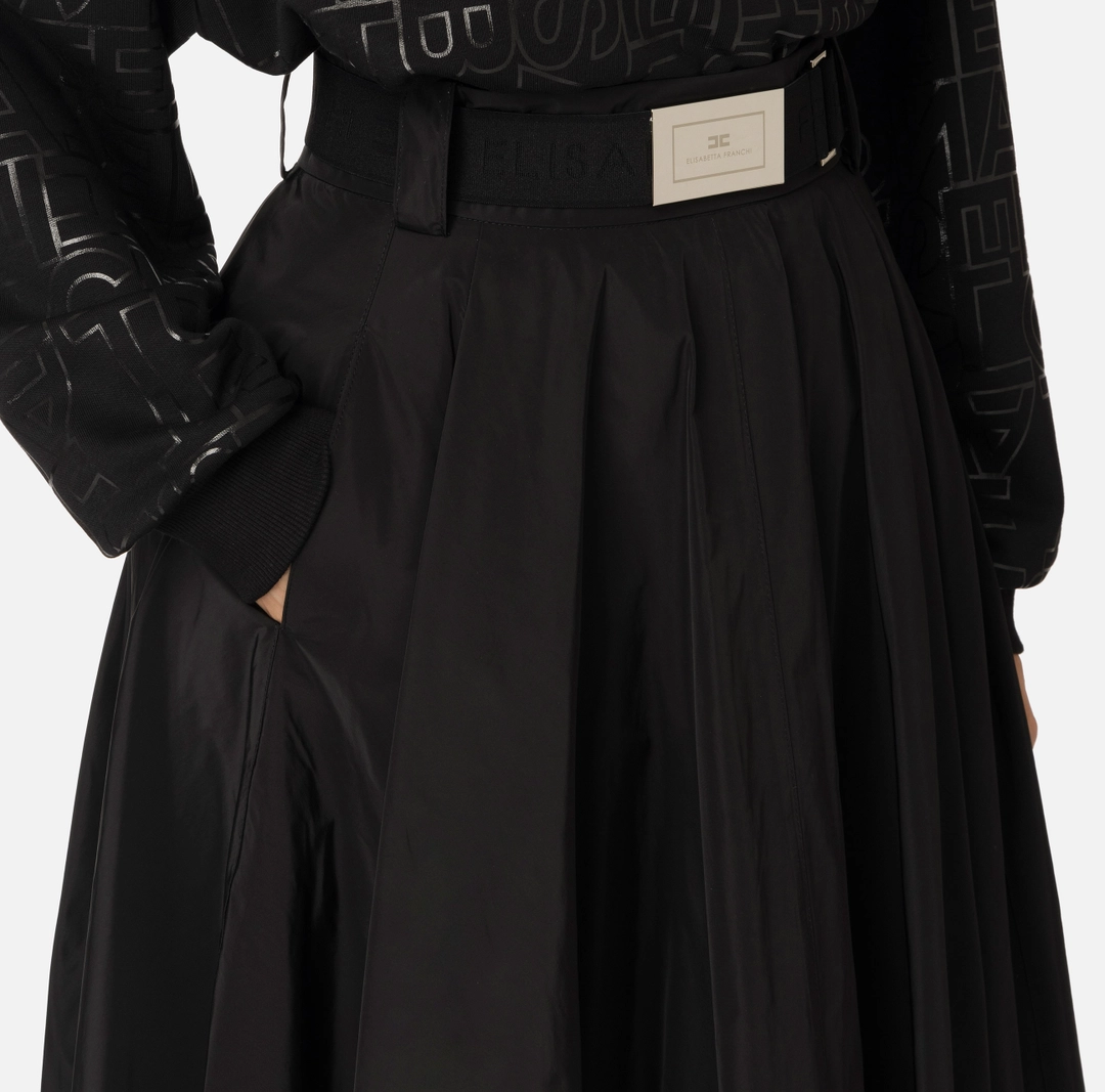 ELS-GO04546 BLACK TAFFETTA SKIRT
