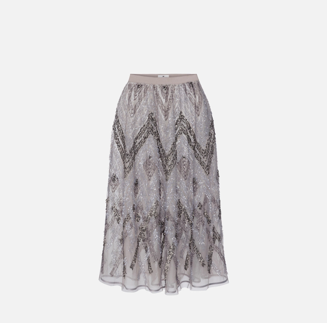 ELS-GO05947 GREY BEADED SKIRT