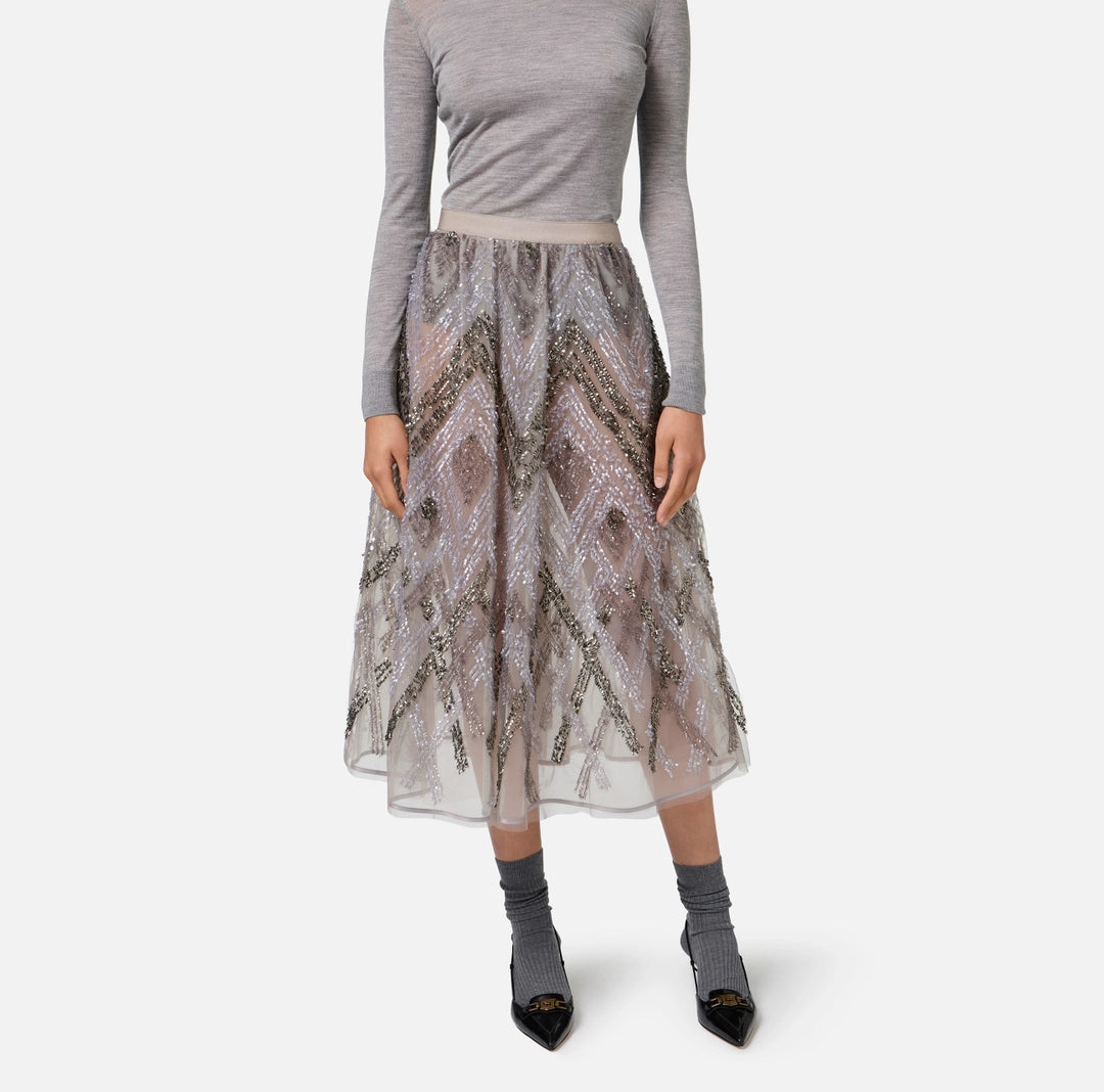 ELS-GO05947 GREY BEADED SKIRT
