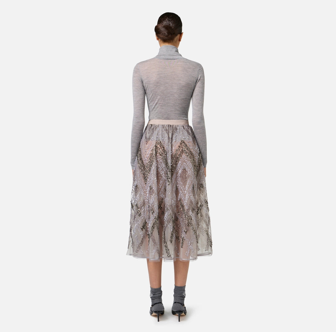 ELS-GO05947 GREY BEADED SKIRT