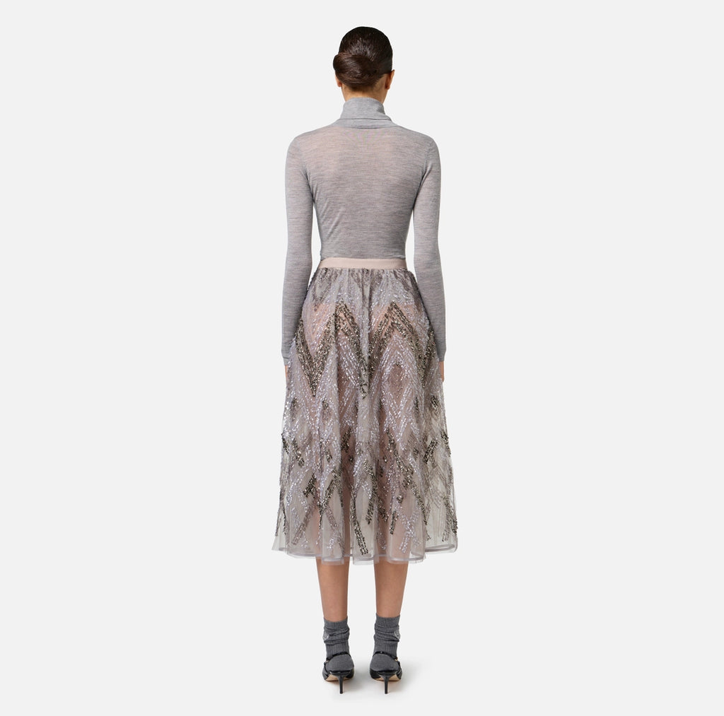 ELS-GO05947 GREY BEADED SKIRT