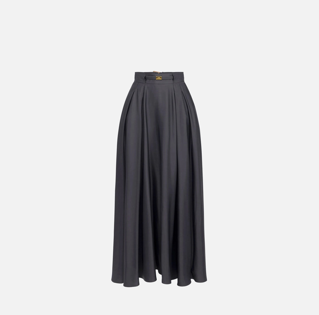 ELS-GO09851 BLACK SATIN CIRCLE SKIRT