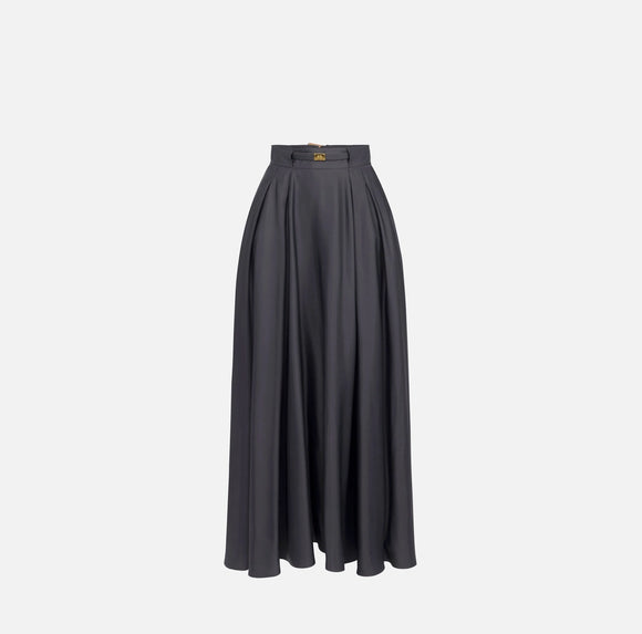 ELS-GO09851 BLACK SATIN CIRCLE SKIRT