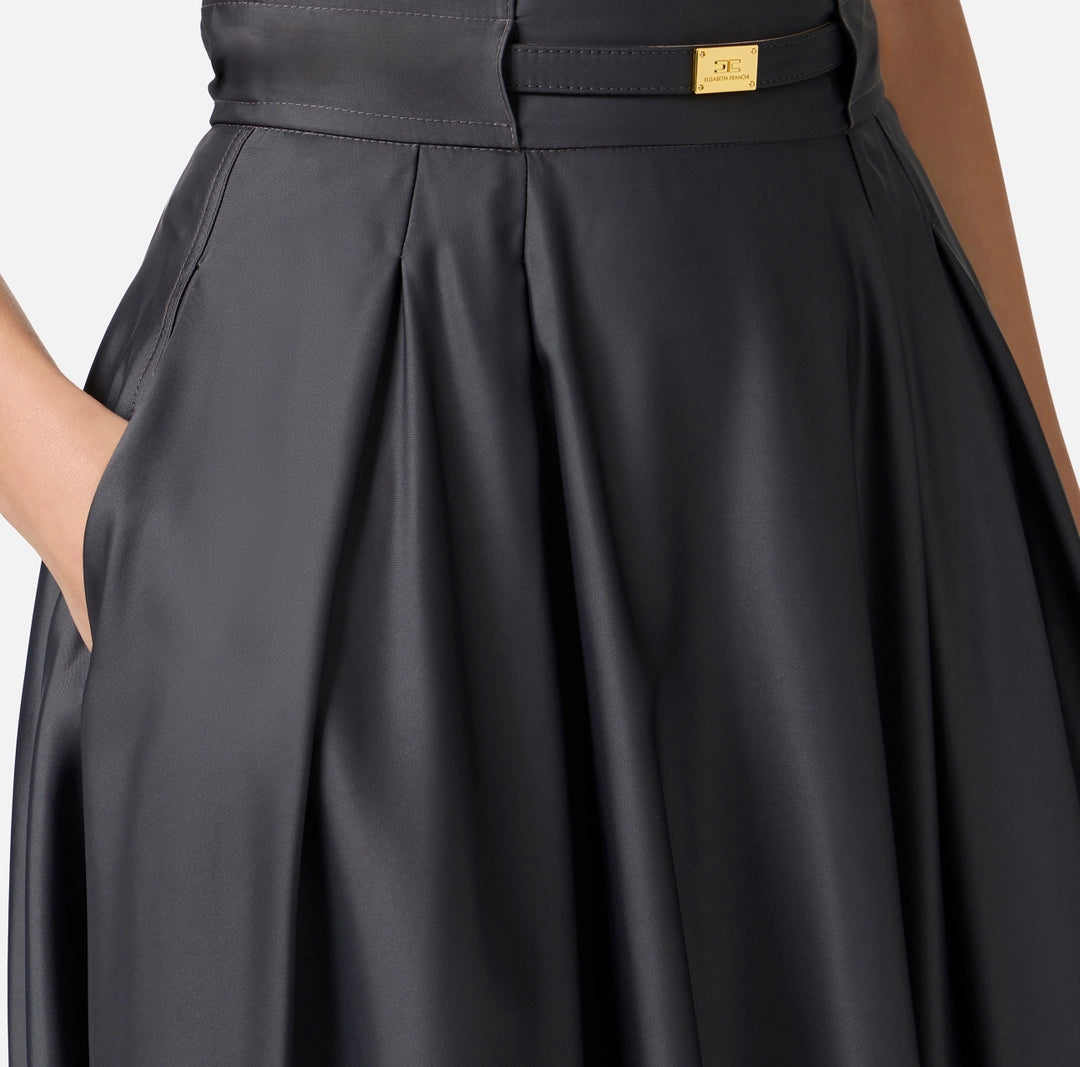 ELS-GO09851 BLACK SATIN CIRCLE SKIRT