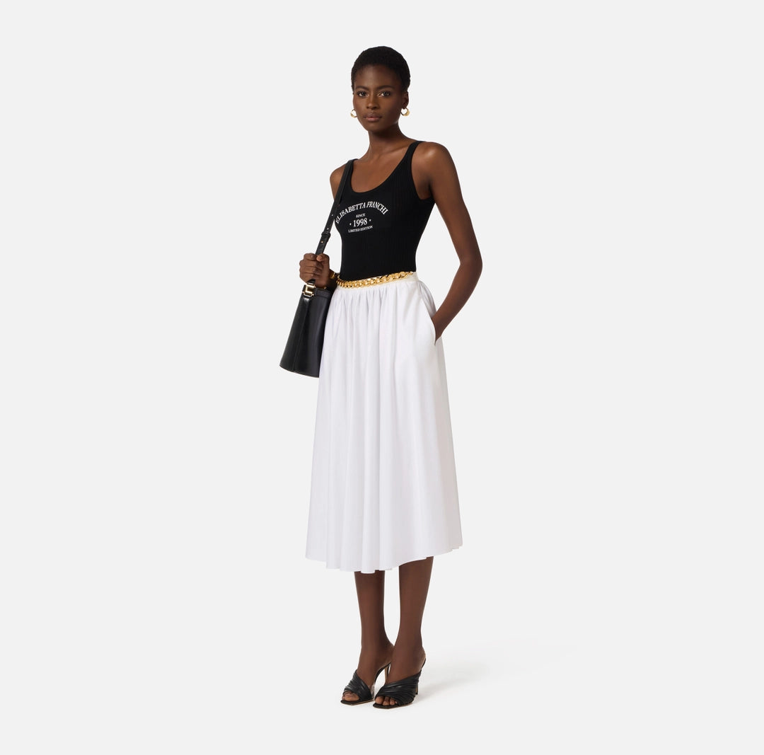 ELS-GO16061 WHITE COTTON CHAIN SKIRT